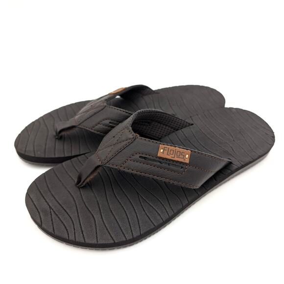 Flojos Waverunner Men's Sporty Flip Flop Sandal Textured Brown Size US7 EU41 - Picture 1 of 10